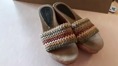 Montego Bay Club Women's Cork Wedge Sandals Stretch Slides ~ Size 5 1/2 • $7.50