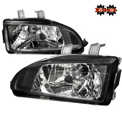 For 92-95 Honda Civic EG JDM Black Glass Headlights W/SiR City Light SI EX HB • $109.99