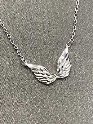 Vintage Delicate Tiny Angel Wings Pendant Necklace Sterling Silver 925 16” • $24.50