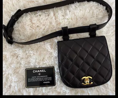 CHANEL Vintage Waist Bag Pouch Matelasse Black 240303N • $2067.57