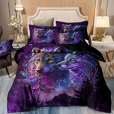 Wolf Animal Doona Quilt Duvet Cover Set Queen King Size Bedding Pillowcase Soft • $41.80