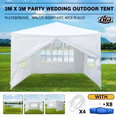 OGL 3x3m Outdoor Canopy Gazebo Party Wedding Tent Waterproof Marquee W/3 Sidewal • $81