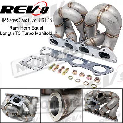 HP RAM HORN KEEP AC/PS Equal Length T3 Turbo Manifold For Honda Civic B16 B18 • $420