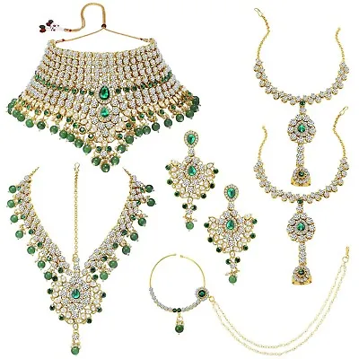 18K Gold Plated Jodha Akbar Bridal Choker Necklace Traditional Jewelry Set • $138.57