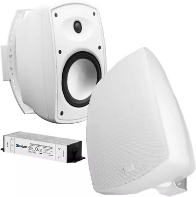 6.5  Wireless Bluetooth Outdoor Patio Speaker Architectural Stereo Pair White BT • $431.99