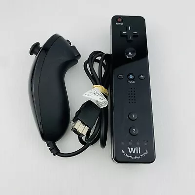 Nintendo Wii Motion Plus Controller With Nunchuck - Black Tested & Working • $39.95
