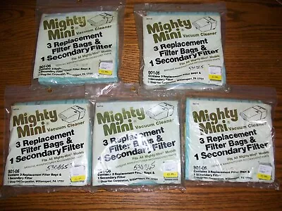 5 PK Lot - Genuine Mighty-Mini Vacuum 3 Cleaner Bags & 1 Secondary Filter 901-06 • $26