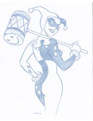 Harley Quinn  Mallet  Convention Sketch By Batman Animator - Art Drawing • $76.43