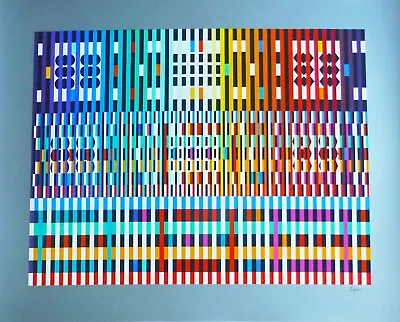 $1950 • Buy Yaacov Agam Limited Edition Hand Signed & Numbered Serigraph THANKSGIVING (Dark)