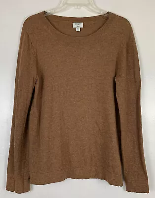 J Crew Teddie Sweater Womens M Cotton Wool Blend Heather Camel Brown Pullover • $14.99