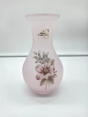 VIKING USA Floral Design Pink Glass 6 Vase Excellent Condition • $36