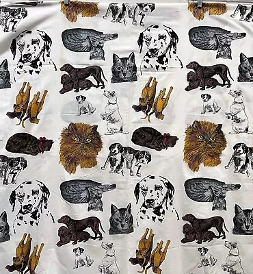 Vintage Cats And Dogs Cotton Fabric Jack Russell Dalmatian Persian 32 L • $10.95