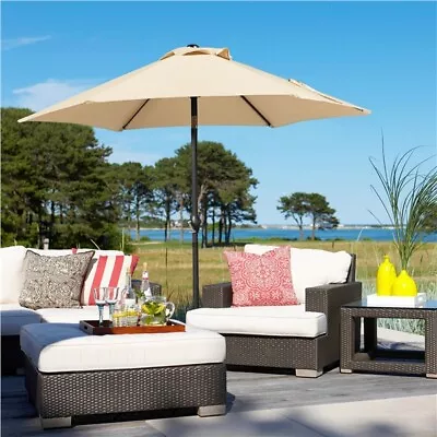 7.5/9/10/11FT Patio Market Umbrella With 6/8 Ribs Push Button Tilt And Crank • $59.99