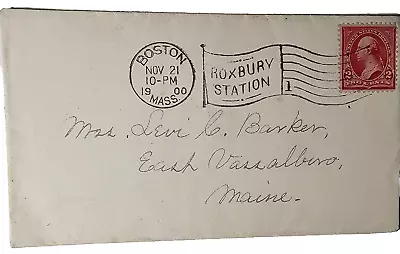 1900 Cover Roxbury Station Boston MA Flag Cancel To East Vassalboro VT • $10.50