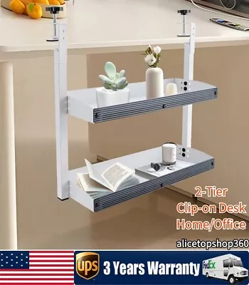 2-Tier Clip-on Desk Shelving Table Desktop Organizer W/Adjustable Storage Tray • $39