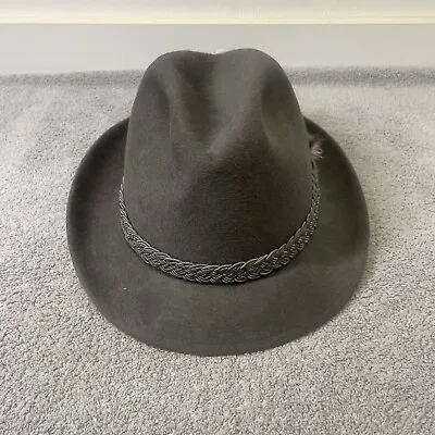VTG Mallory Torino Quality Men's Sz 6 7/8 Felt Fedora Hat Gray W/ Feather • $25.95