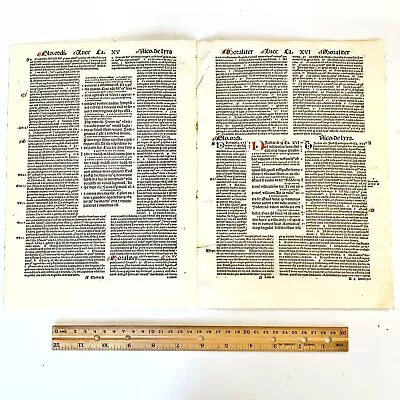 1498 Froben Incunable Bible Double Leaf Manuscript Christian Decor Medieval Art • $249.95