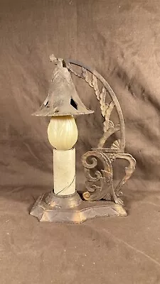 Antique Iron Witch's Hat Candle Lamp Gothic Tudor Mission Arts Craft Desk Table • $125