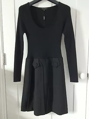 Tara Jarmon Black Dress Size 38 UK 8 Knit Jumper Top Crepe Skirt NEW • £45