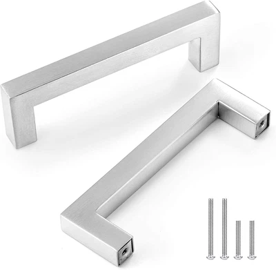 $22.86 • Buy 5 Pack 4.5 Inch Drawer Pulls Set, Stainless Steel Square Cabinet Handles, 4  Hol