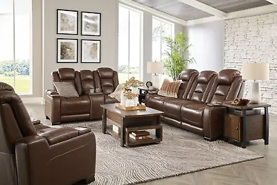 $3995 • Buy Ashley Furniture The Man-Den Power Leather Sofa And Loveseat Living Room Set