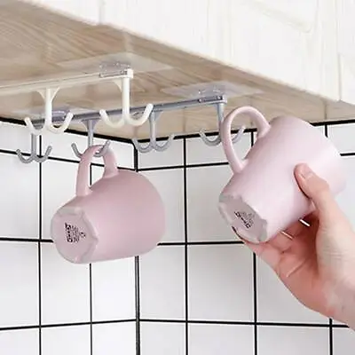 Kitchen Hooks Mug Cup Holder Under Cabinet Cupboard Hanger Rack Organizer YU • £4.58