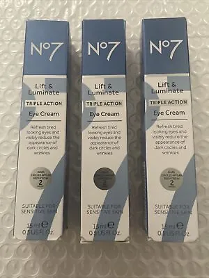 3 X No7 Lift & Luminate Triple Action Eye Cream - 15ml Brand New • £24