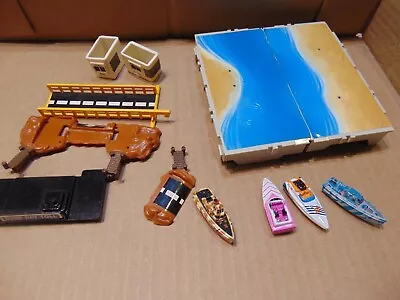 Vintage Micro Machines Travel City Beach Toll Playset ~ Incomplete + 4 Boats • $12