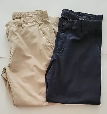 Lot Of 2 Mason's EM'S Cotton Drawstring Pant Navy And Tan 36R / 52it EUC • $59.95