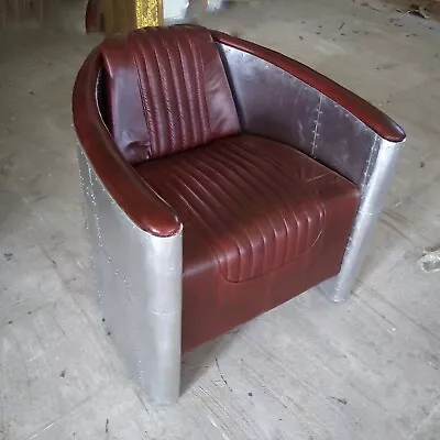 Tomcat Aviator Chair - Aircraft - Aluminum Leather Handmade Armchair • $1849