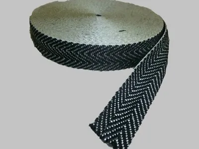 10 Metre Rolls Of BLACK & WHITE 50mm UPHOLSTERY WEBBING For Seats & Furniture • £10.95