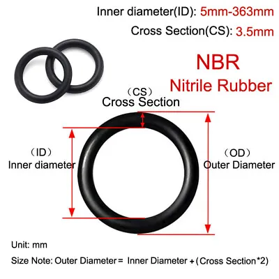 3.5mm Cross Section O Ring  5mm-363mm ID Metric Nitrile Rubber O Ring Oil Seals  • $3.21