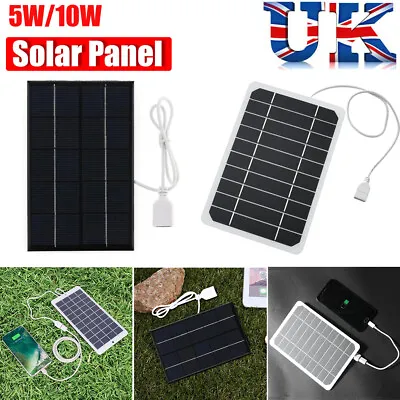 5W 10W 5V Solar Panel Mobile Phone Battery Charging USB Phone Charger Outdoor UK • £8.79