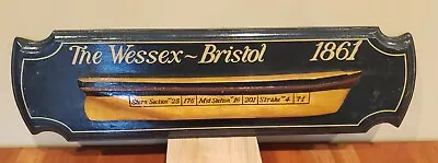 Vintage - The Wessex Bristol 1861 Nautical Half Hull Ship Wood Royal Navy Model • $40