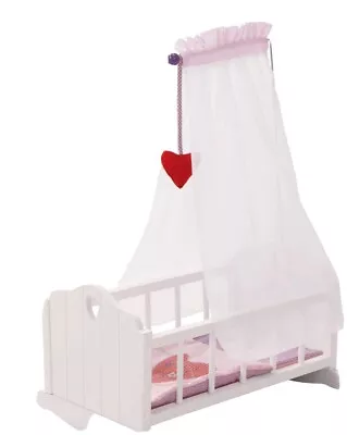 Wooden Baby Doll  Cradle Dolls With Mattress Bedding Funiture Roba Girls Boys • £19.99