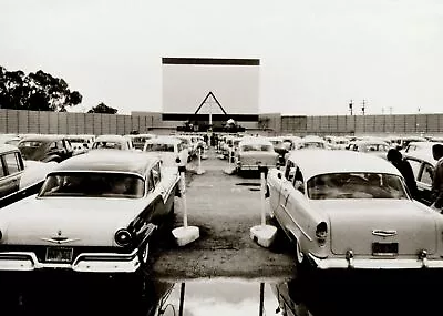 1950s DRIVE IN MOVIE Photo OLD CARS  (220-V) • $11.77