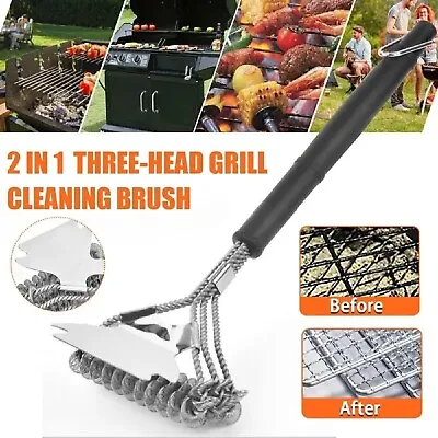 Grill Brush Stainless Steel Wire Bristles Triangle Brushes BBQ Kit Cleaner Tool • $20.99