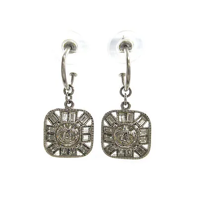 CHANEL COCO Mark Pierced Earrings Boucle Doreilles Plating Silver Used • £411.31