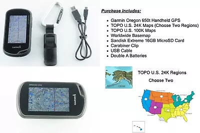 Garmin Oregon 650t W/ Maps Upgrade TOPO US 24K High Detail Topographic 2 Regions • $225