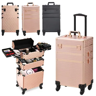 3 In 1 Makeup Trolley Beauty Case Vanity Hairdressing Trolley On Wheels Portable • £65.95