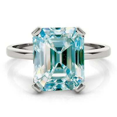 2.20 Ct Vvs1  :Emerald Blue White Real Moissanite Diamond Engagement Silver Ring • $1.52
