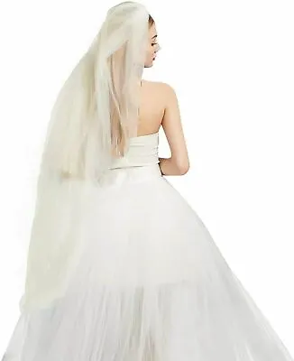 2 Tier Wedding Bridal Veil With Comb White Ivory Cut Edge Waltz Length • $10.71