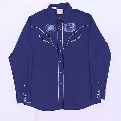 C5329 VTG Kennington Pearl Snap Embroidered Frontier Checotah Shirt Size XL • $19.99