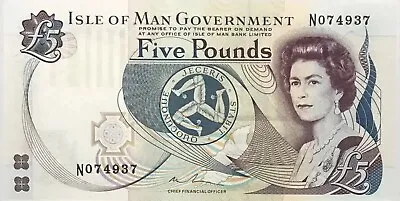 Isle Of Man 2015 Banknote 5 Pounds 1983 Issue QEII Castle Rushen. Five Pound UNC • $40