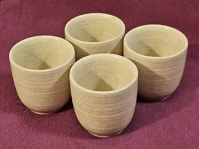 Set Of 4 Beige Ceramic Egg Cups With Horizontal Ribbed Detail • £2.99