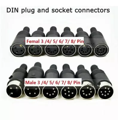 3 /4/ 5/ 6/ 7/ 8/ Pin Male / Female DIN Plug Socket Solder Terminals Connector • $107.14