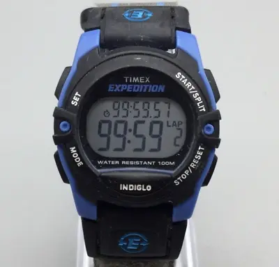 Timex Expedition Digital Watch Unisex 34mm Blue Black100M Indiglo New Battery F0 • $26.99