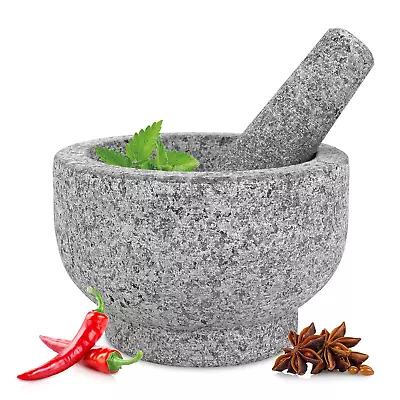 Mortar And Pestle Set - 6 Inch - Stone Guacamole Spice Grinder Bowls • $32.40