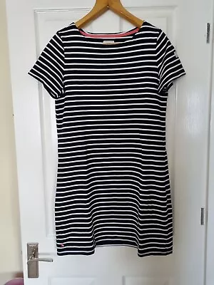 Joules Mariner Nautical Summer T-Shirt Dress Blue And White 100% Cotton Uk 14 • £10