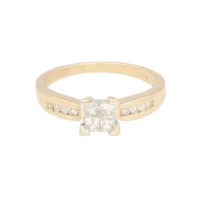 18Carat Yellow Gold 0.33ct Diamond Princess Tension Set Cluster Ring (Size K1/2) • $371.76